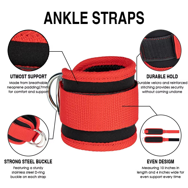 Cable Ankle Straps for Cable Machines Leg Exercises Double D-Ring Ankle Cuffs for Gym Workouts Glutes Legs Strength