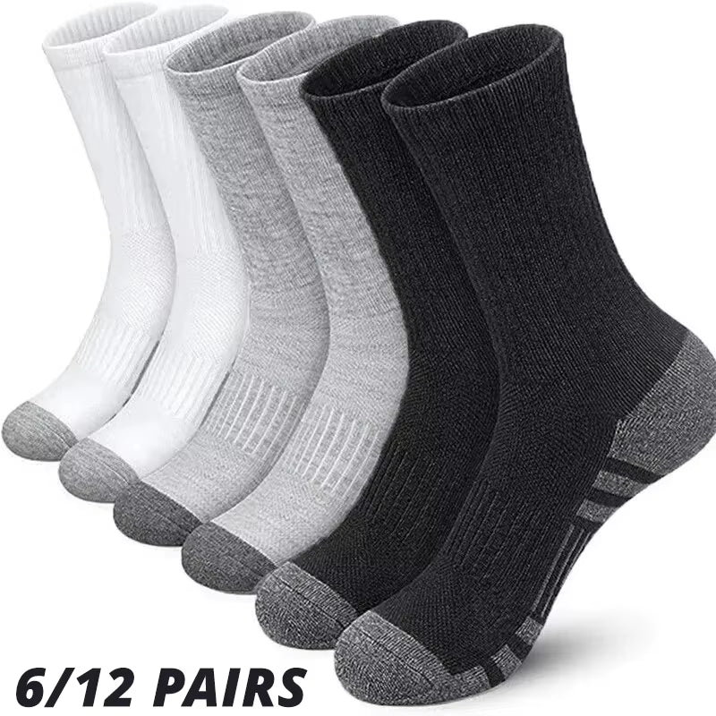 6/12 Pairs Men'S Outdoor Gym Socks High Quality Comfortable Soft Ground-Gripping Football Large Size New Style