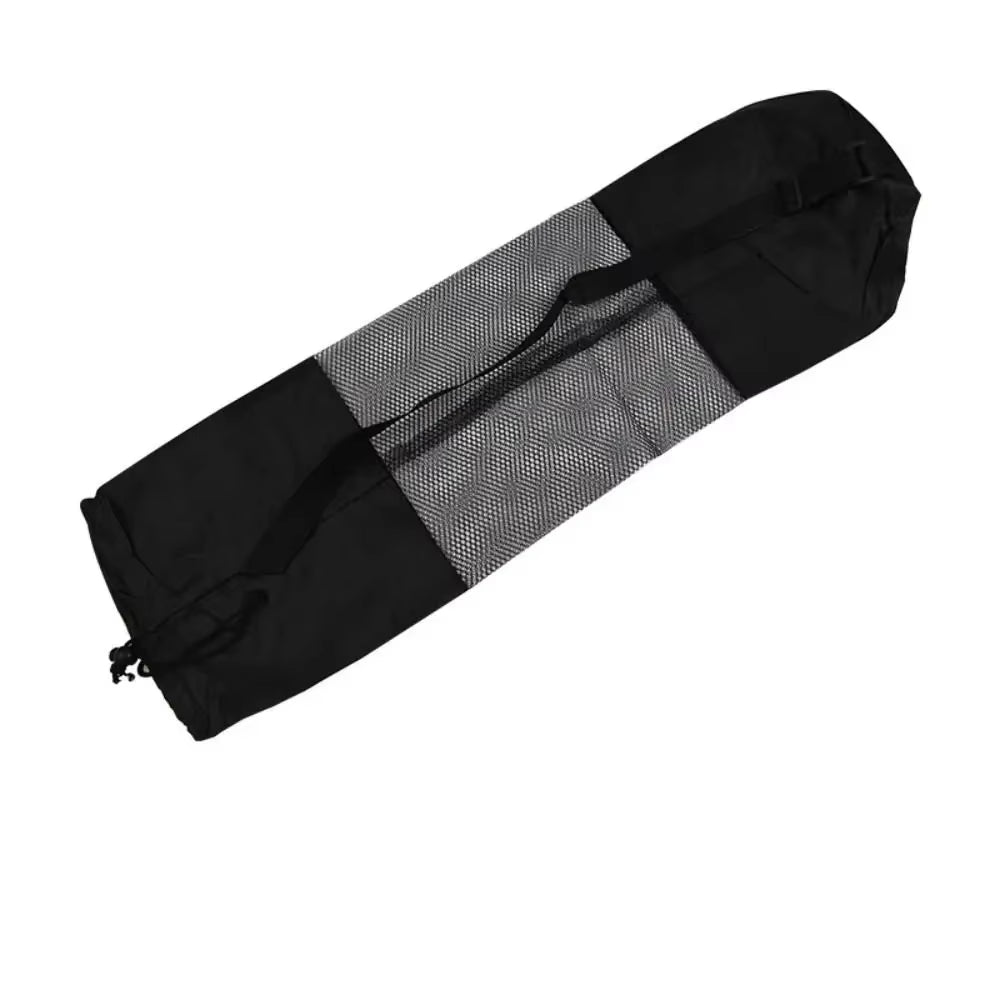 Black Yoga Mat Bag Portable Breathable Sports Bag with Adjustable Shoulder Straps Carry Mesh Storage Bag Fits Most Yoga Mats