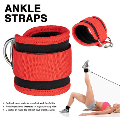Cable Ankle Straps for Cable Machines Leg Exercises Double D-Ring Ankle Cuffs for Gym Workouts Glutes Legs Strength