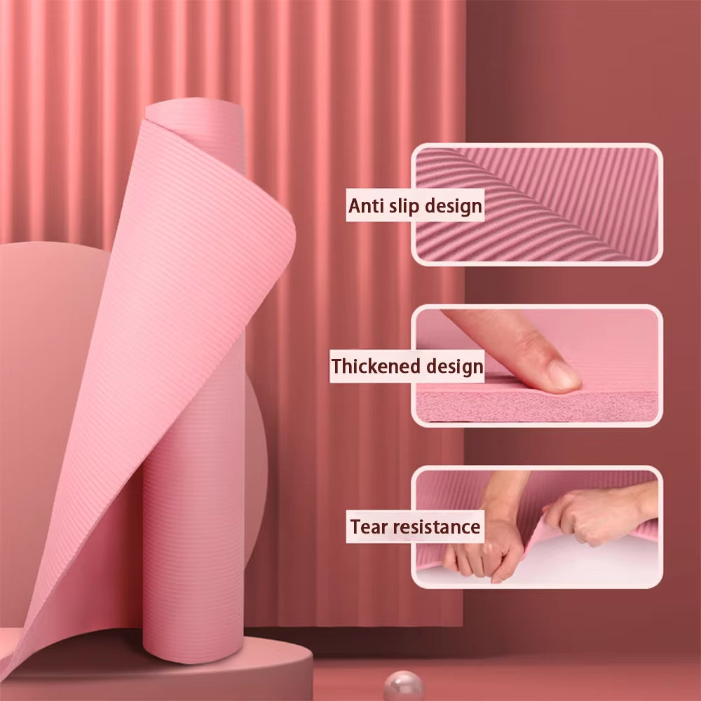 8Mm NBR Yoga Mat anti Slip Thickened Style for Beginners, Home Yoga Mat for Sports, Dance, Fitness Floor Mat Equipment